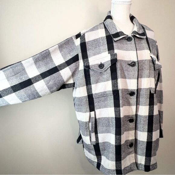 Lucky Brand Plaid Shacket Button Front Flannel Large - Picture 3 of 13